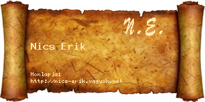 Nics Erik névjegykártya